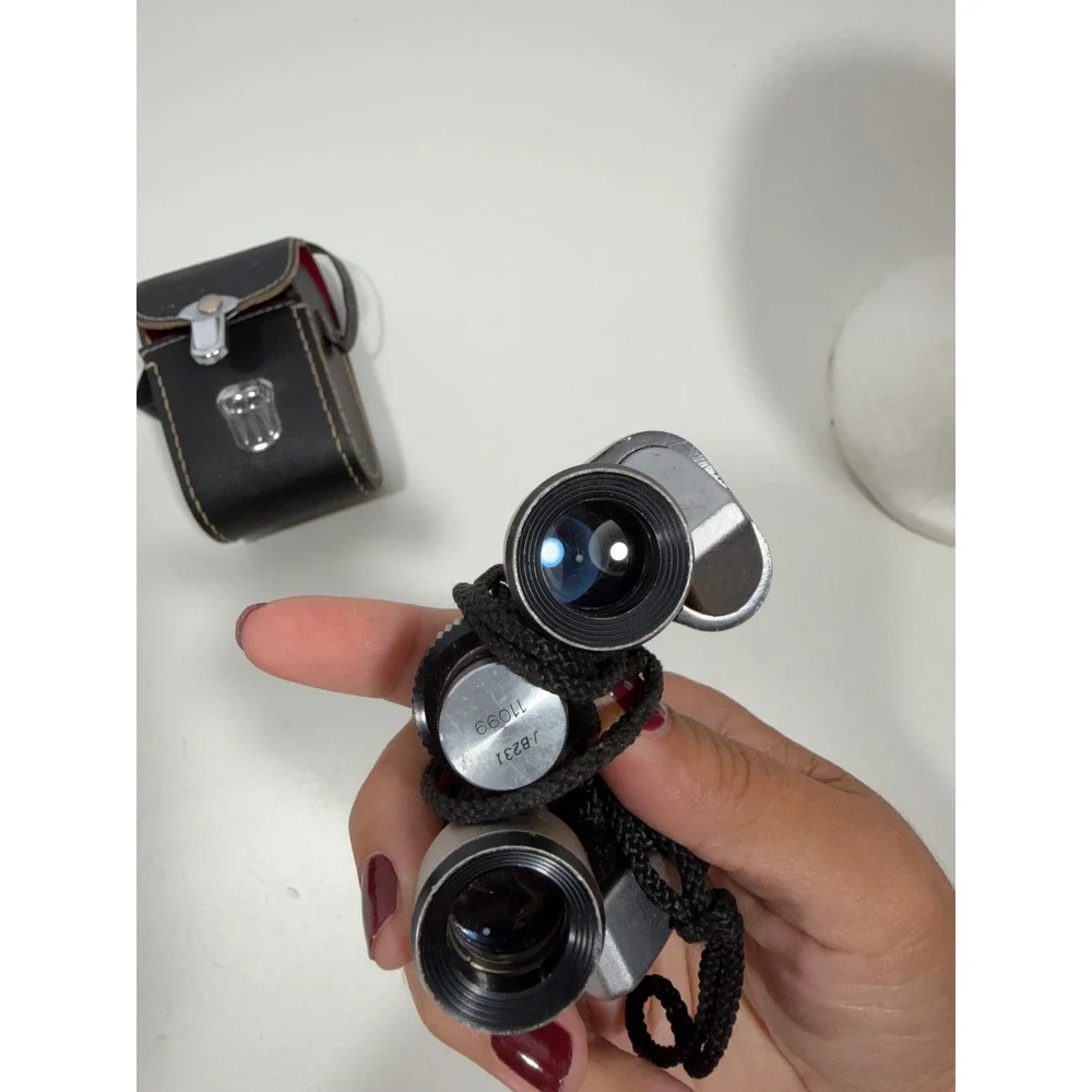 Le Gran 6x15 Mini Binoculars LE-504‎ Coated Optics Silver with Case Japan